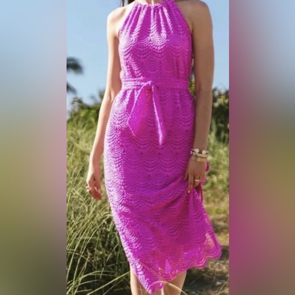 NWT Lilly Pulitzer Vibrant Pink Midi Dress Size XS